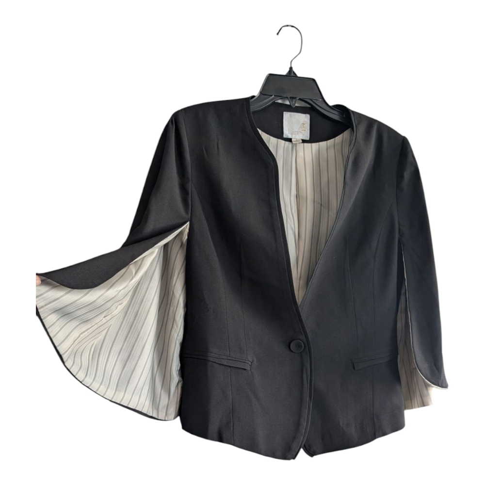 Women's Black Blazer with Striped Lining